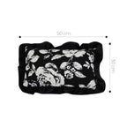 SOGA 30x50 Rectangular Rustic Black Floral Ruffle Pillow Cover