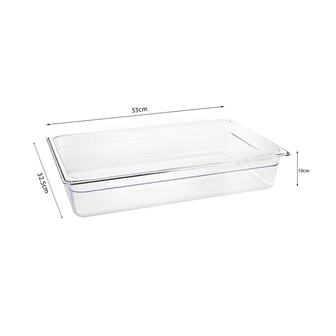 SOGA 100mm Clear Gastronorm GN Pan 1/1 Food Tray Storage Bundle of 2 with Lid