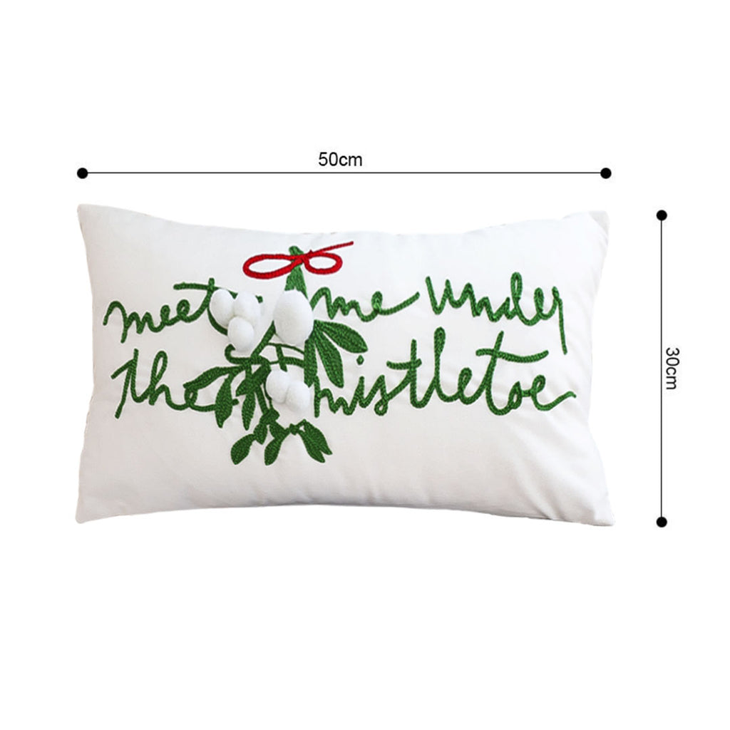 SOGA 45cm Embroidered Christmas Pillowcase – Festive Elegance in White