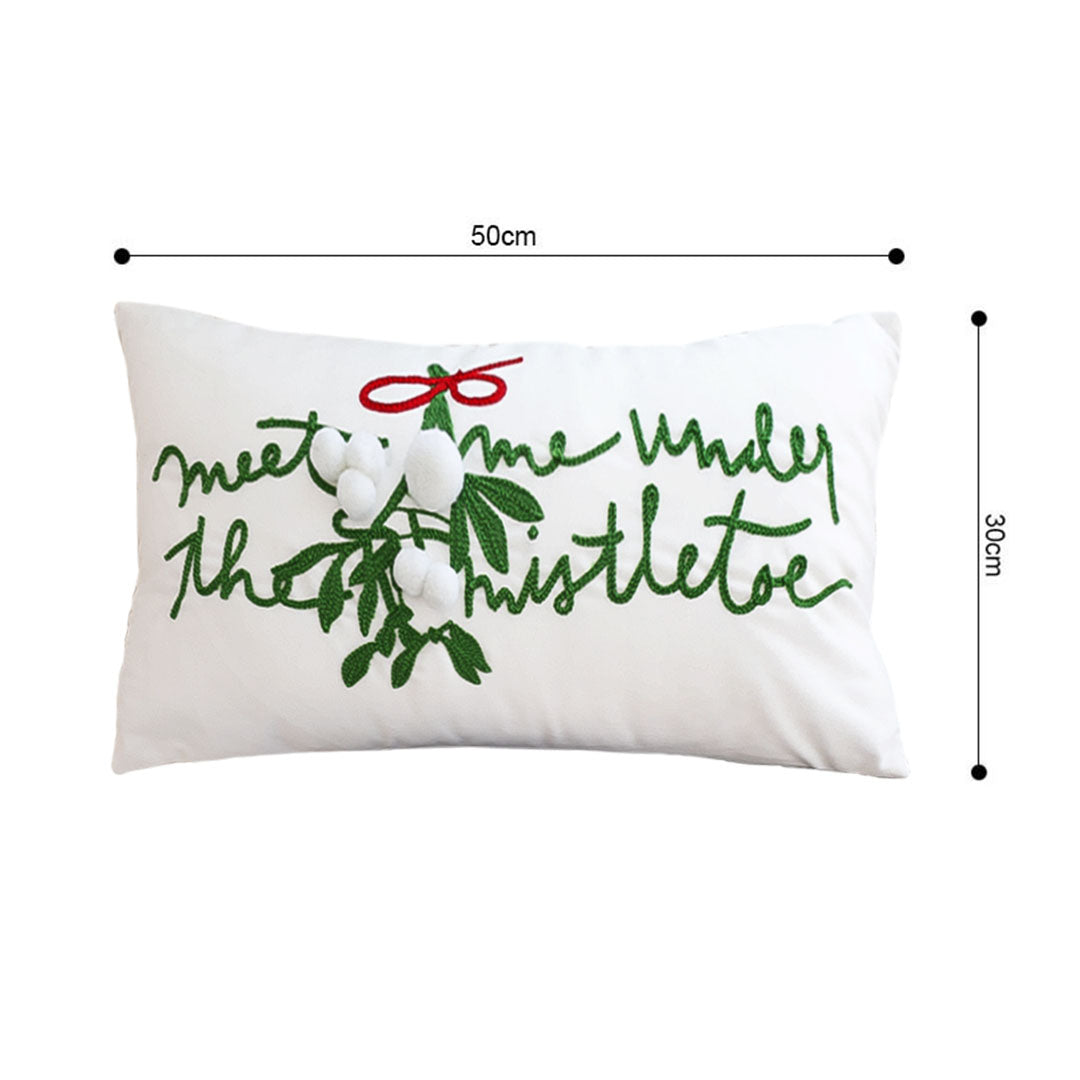 SOGA 45cm Embroidered Christmas Pillowcase – Festive Elegance in White