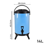 SOGA 3.7 gal Stainless Steel Insulated Milk Tea Barrel Hot and Cold Beverage Dispenser Container with Faucet Blue