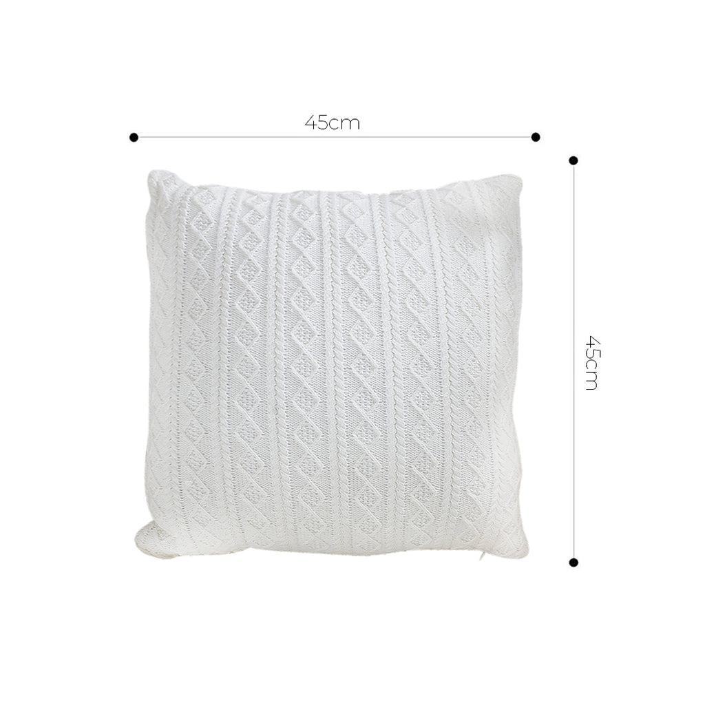 SOGA 2X 45cm Cable Knit Pure Pillowcases – Cozy Decorative Cushion Covers for Sofa, Bed & Home Décor