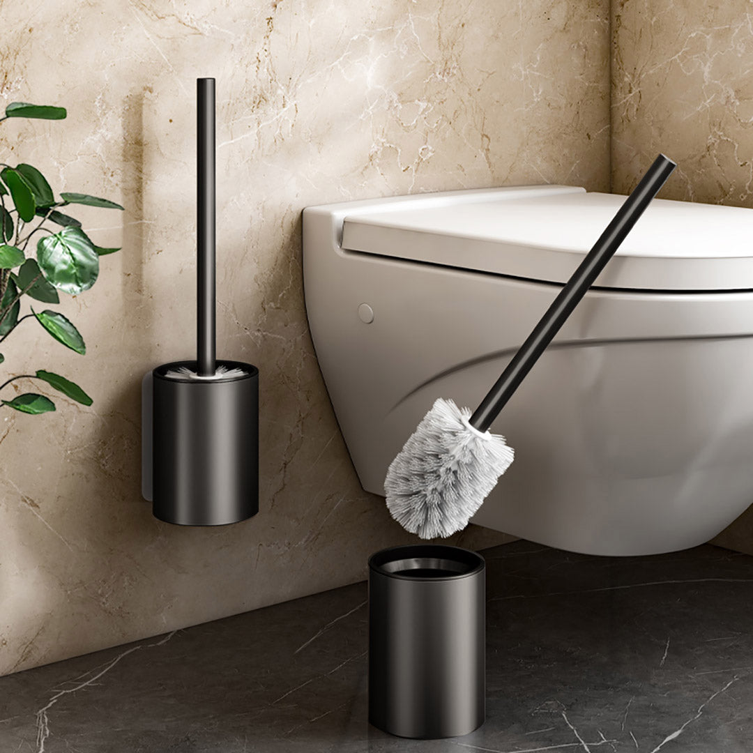 SOGA 2X 27cm Wall-Mounted Toilet Brush with Holder Bathroom Cleaning Scrub Black