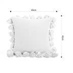 SOGA 45cm Textured Pillowcase with Pom-Pom Trim (Pure White)