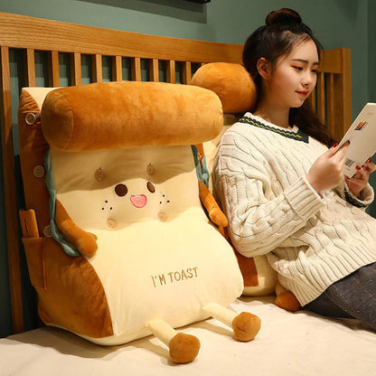 SOGA Cute Face Toast Bread Wedge Cushion Stuffed Plush Cartoon Back Support Pillow Home Decor