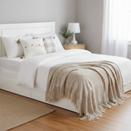 SOGA 3PC Cozy Set – Coffee Diamond Knit Throw Blanket with Decorative Pillow Covers (Knit Comfort & Gingham Check Design)