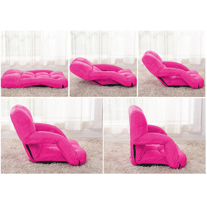 SOGA 4X Foldable Lounge Cushion Adjustable Floor Lazy Recliner Chair with Armrest Pink