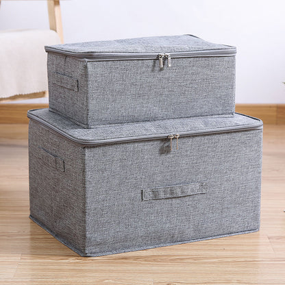 SOGA Grey Large Portable Double Zipper Storage Box Moisture Proof Clothes Basket Foldable Home Organiser