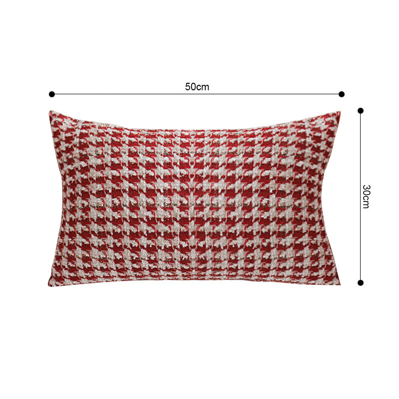 SOGA 30x50cm Cozy Textured Red & White Pillowcase