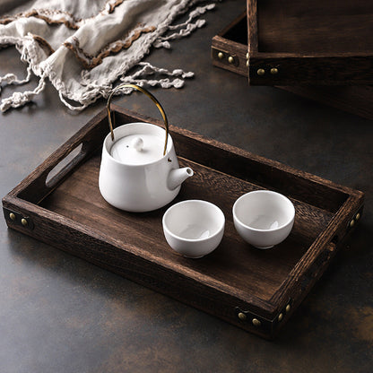 SOGA 2X Medium Walnut Rectangle Wooden Tray Breakfast Dinner Serving Board Tea Set Holder Kitchen Home Decor