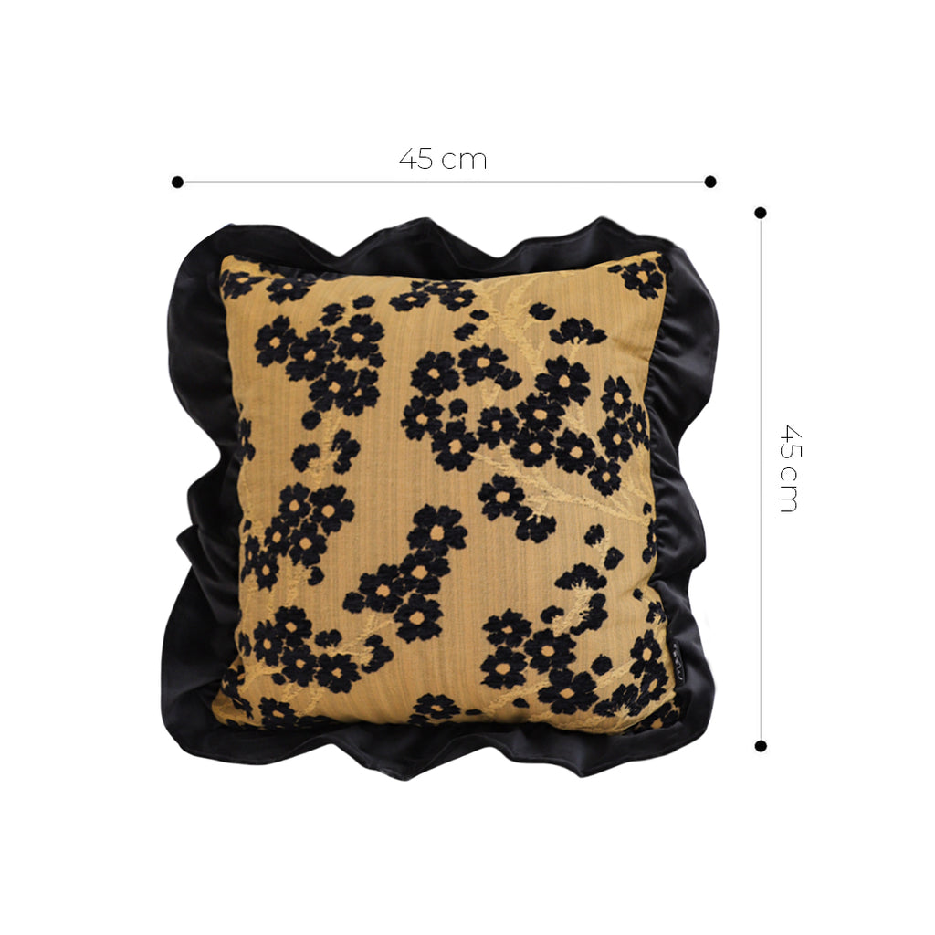 SOGA 2X 45cm Velvique Floral Ruffle Pillowcase – Mustard Gold