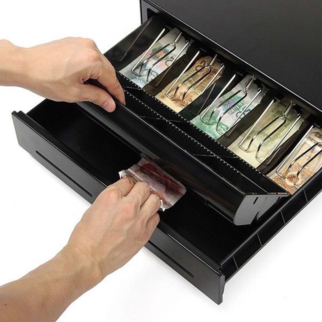 SOGA 2X 4 Bills 8 Coins Cash Tray With Lockable Lid Heavy Duty Spare Cash Tray Black