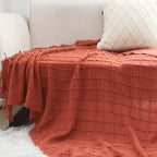 SOGA 2X Diamond Pattern Knitted Throw Blanket – Warm Cozy Woven Cover with Tassels for Couch, Bed, Sofa, Home Decor, Red