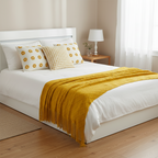SOGA Yellow Diamond Throw with Tassels + Retro Daisy & Polka Dot Pillowcases – Cozy Home Decor Set