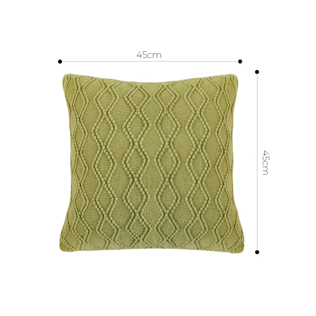 SOGA 2X 45cm Sage Green Cable Knit Pillow Covers – Soft Decorative Cushion Cases for Sofa, Bed, and Home Décor