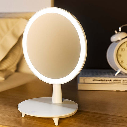 SOGA Round White Rechargeable LED Light Makeup Mirror Tabletop Vanity Home Decor