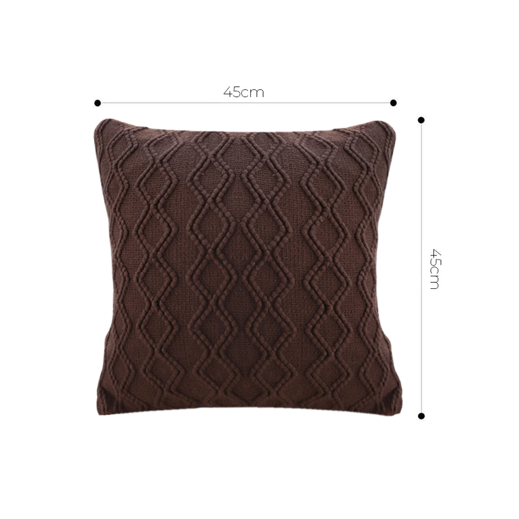 SOGA 45cm Deep Chocolate Brown Diamond Knit Pillowcase