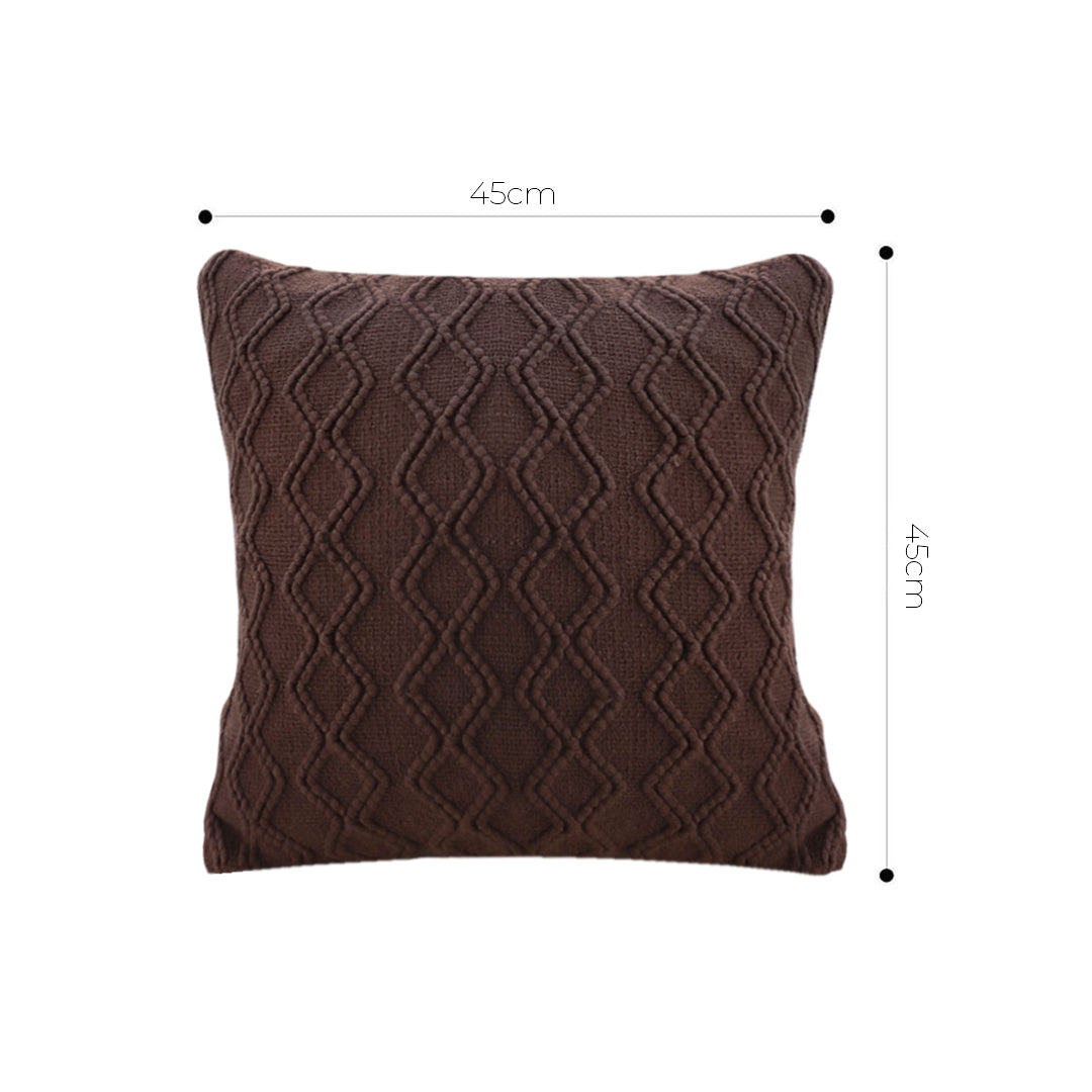 SOGA 45cm Deep Chocolate Brown Diamond Knit Pillowcase