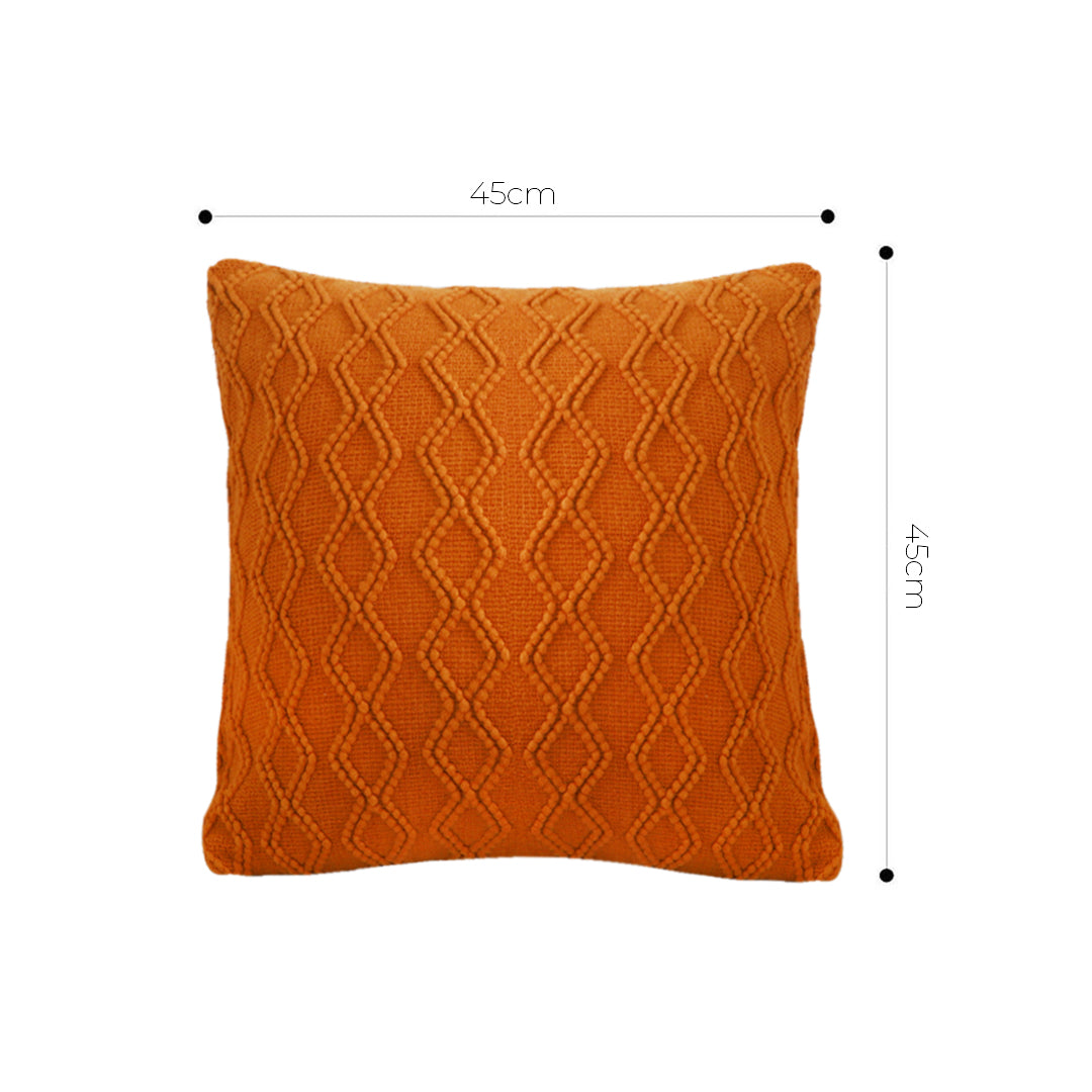 SOGA 45cm Burnt Orange Diamond Knit Pillowcase