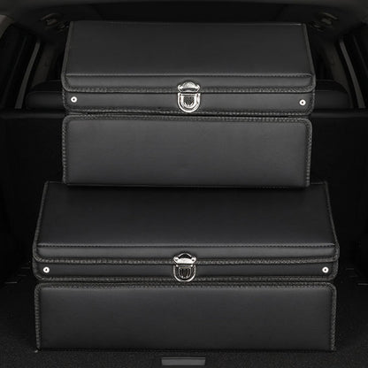 SOGA 4X 56cm Leather Car Boot Collapsible Foldable Trunk Cargo Organizer Portable Storage Box with Lock Black