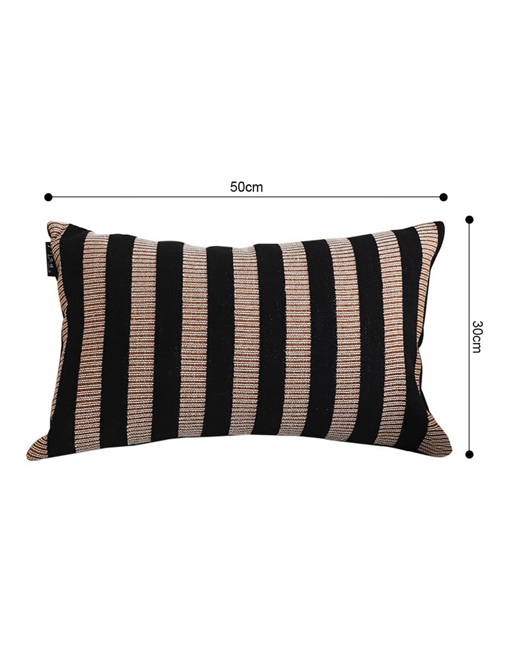 SOGA 2X 30x50cm Black & Tan Striped Rectangular Pillowcase