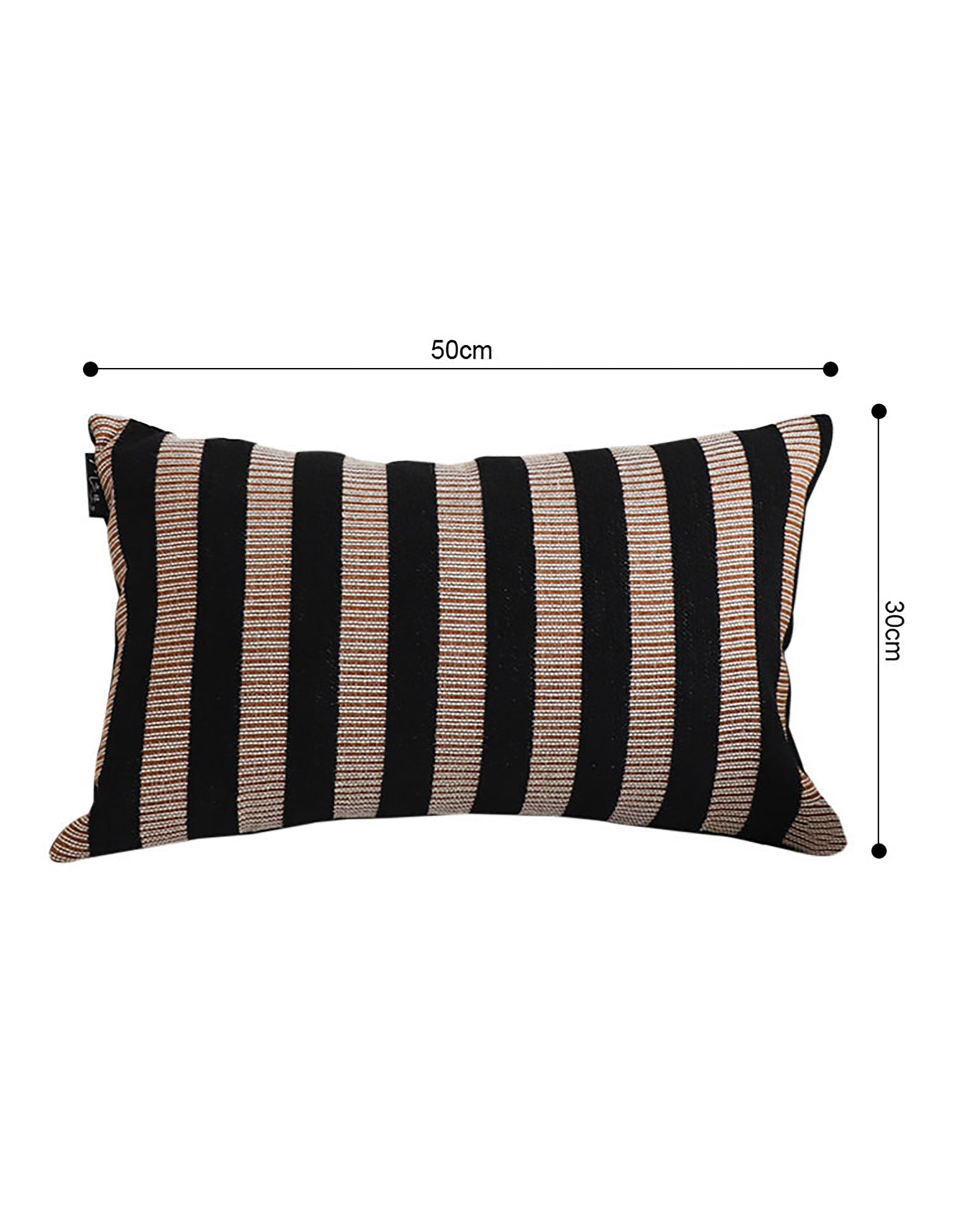 SOGA 2X 30x50cm Black & Tan Striped Rectangular Pillowcase