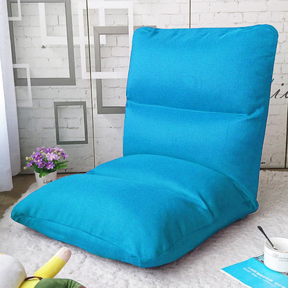 SOGA Lounge Floor Recliner Adjustable Lazy Sofa Bed Folding Game Chair Blue