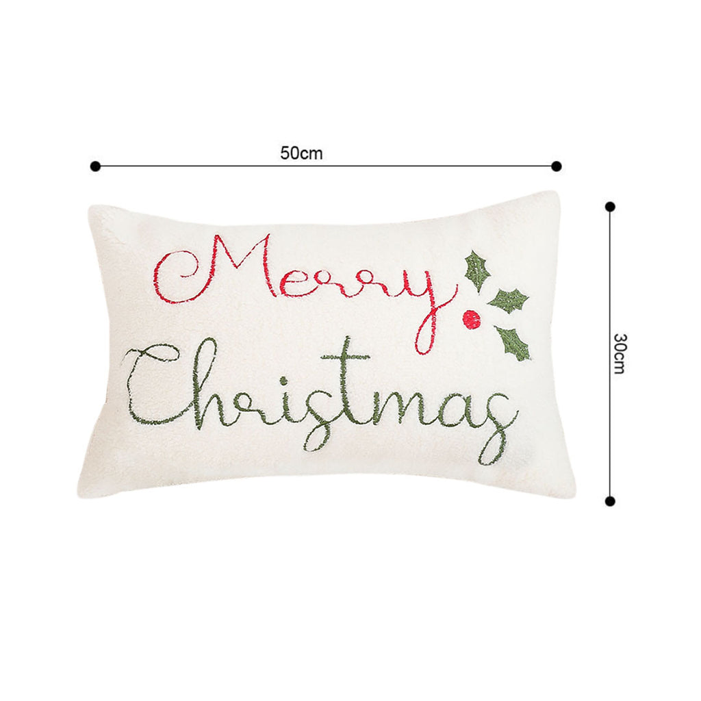 SOGA  2X 45cm Christmas Pine Leaf Lambskin Waist Pillowcase