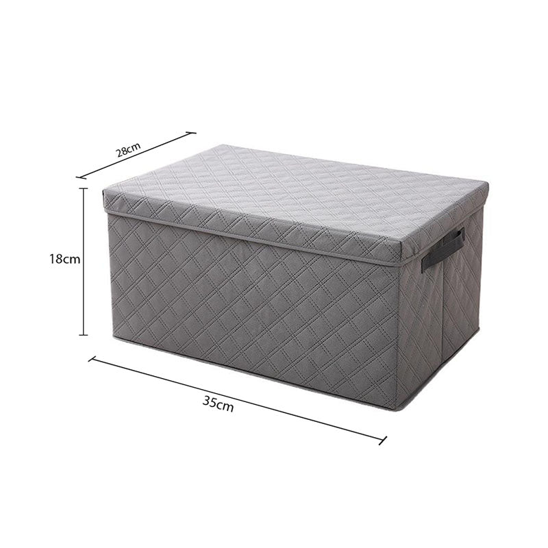 SOGA 2X Small Grey Non-Woven Diamond Quilt Grid Fabric Storage/Organizer Box