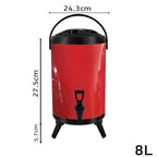 SOGA 4X 2.1 Gal Stainless Steel Insulated Milk Tea Barrel Hot and Cold Beverage Dispenser Container with Faucet Red