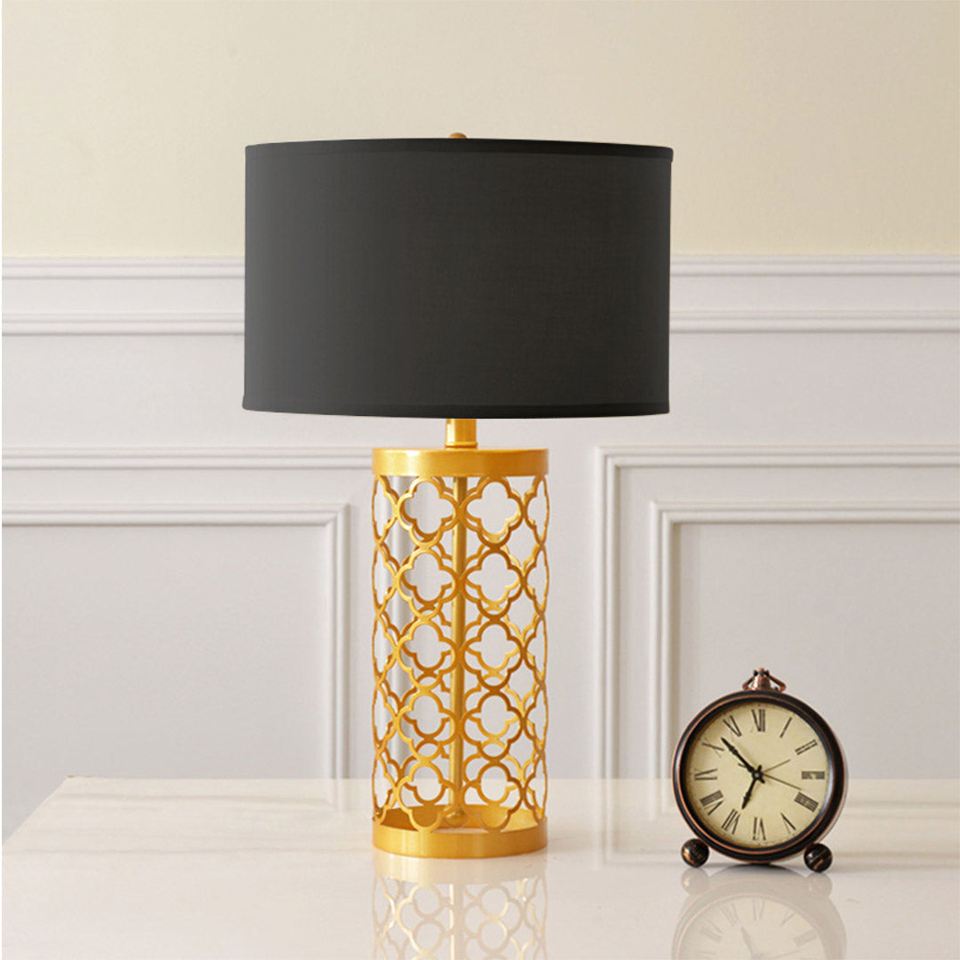 SOGA 2X Golden Hollowed Out Base Table Lamp with Dark Shade