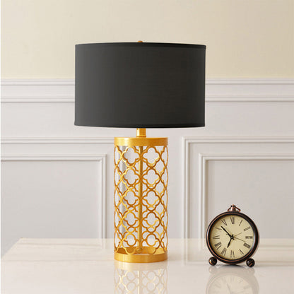 SOGA 2X Golden Hollowed Out Base Table Lamp with Dark Shade