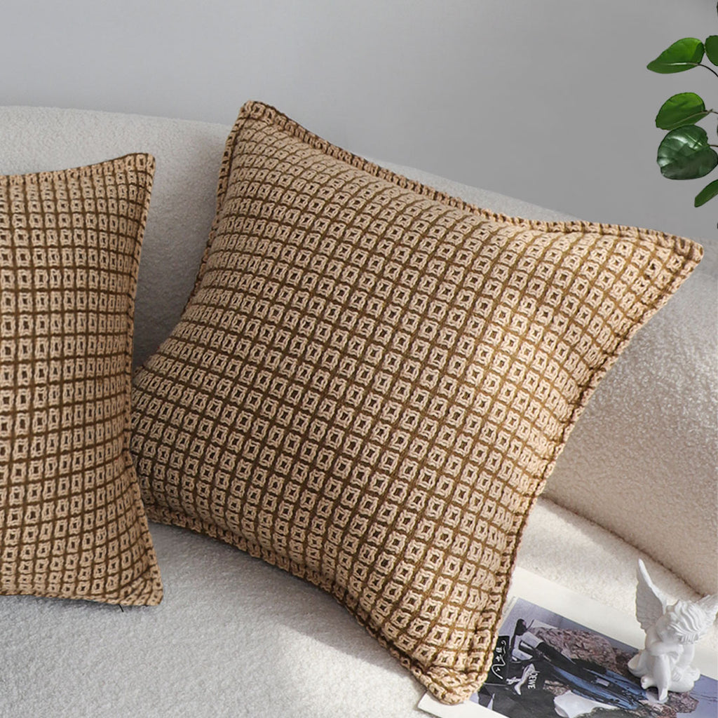 SOGA 45cm Cozy Brown Geometric Knit Polyester Pillow Cover