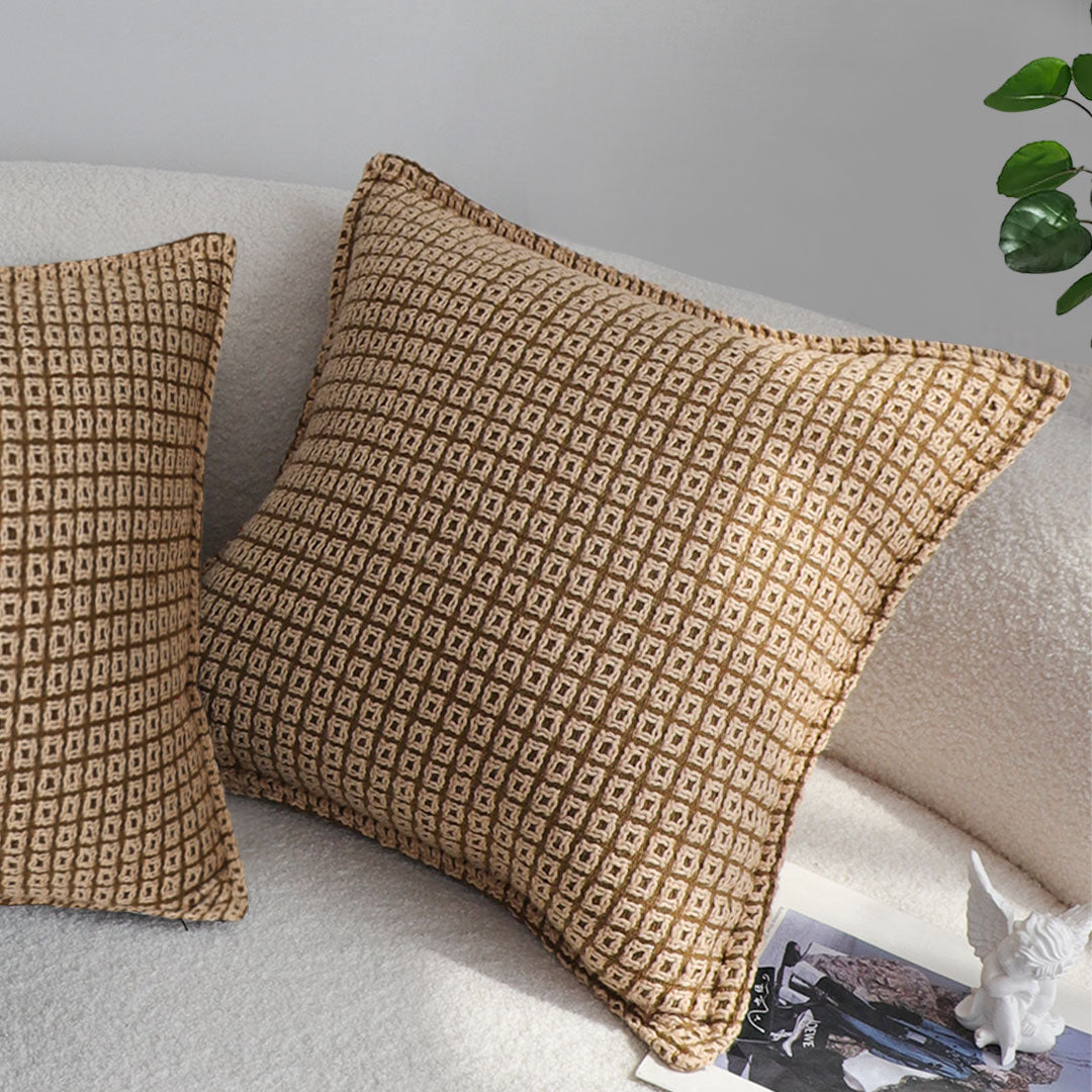 SOGA 45cm Cozy Brown Geometric Knit Polyester Pillow Cover