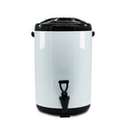 SOGA 2X 2.6 Gal Stainless Steel Insulated Milk Tea Barrel Hot and Cold Beverage Dispenser Container with Faucet White