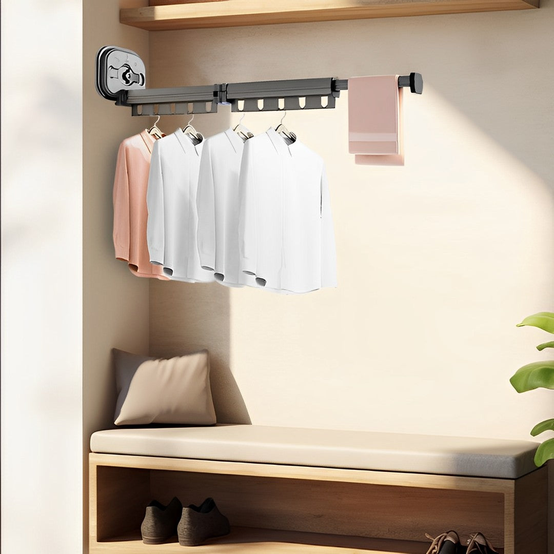 SOGA 2X 36.7in Wall-Mounted Clothing Dry Rack Retractable Space-Saving Foldable Hanger