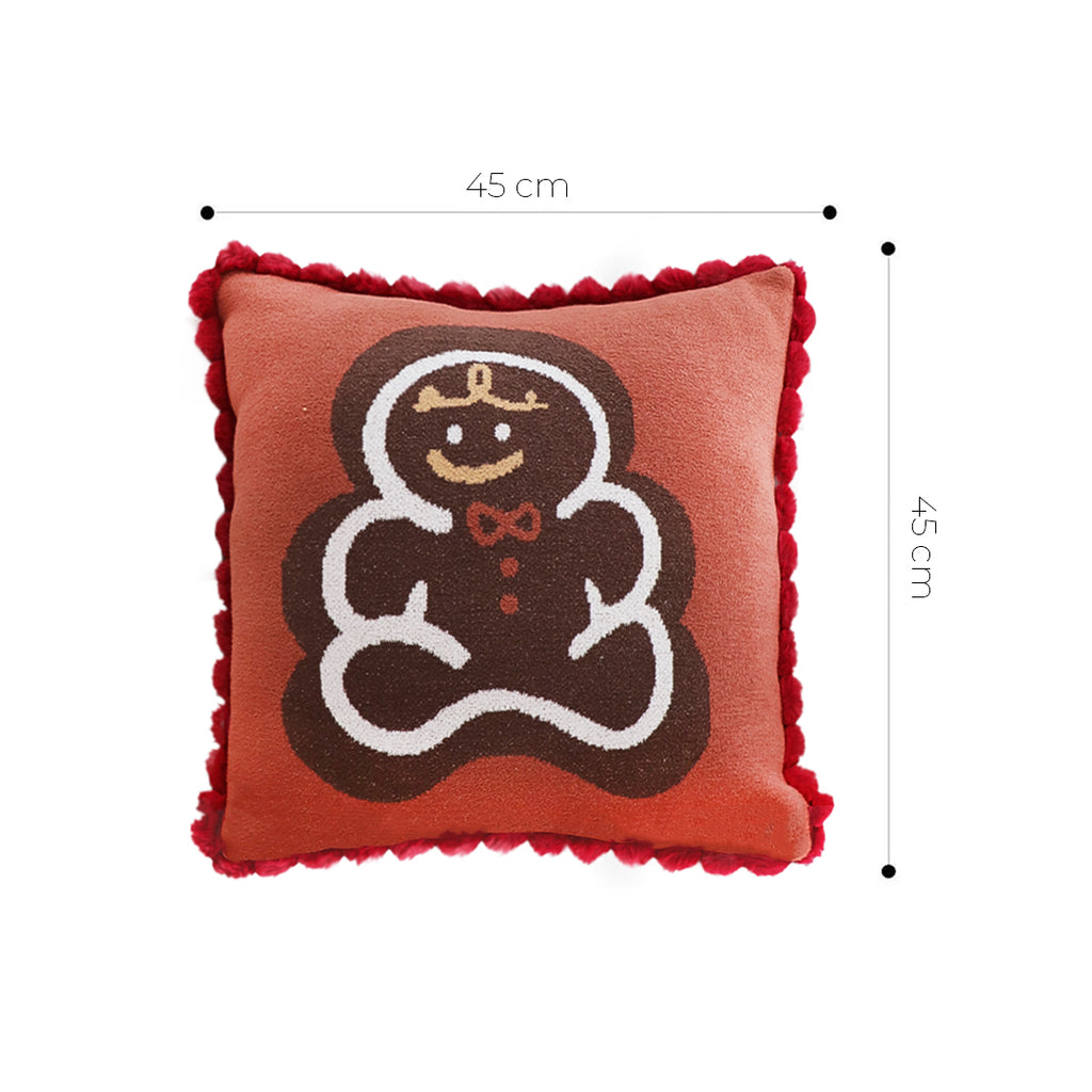 SOGA 45cm Cozy Christmas Gingerbread Man Accent Pillowcase