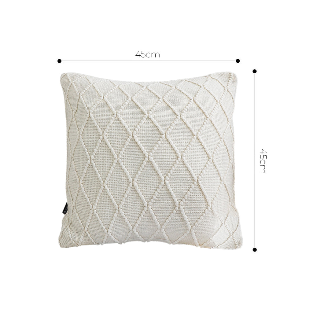 SOGA 2X 45cm Cream Cable Knit Diamond Pattern Pillow Covers – Soft Decorative Cushion Cases for Sofa, Bed & Home Décor