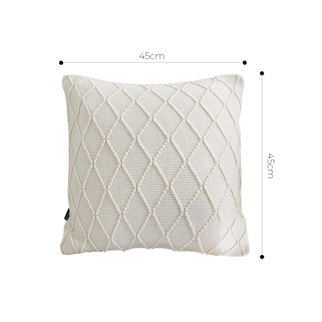 SOGA 2X 45cm Cream Cable Knit Diamond Pattern Pillow Covers – Soft Decorative Cushion Cases for Sofa, Bed & Home Décor