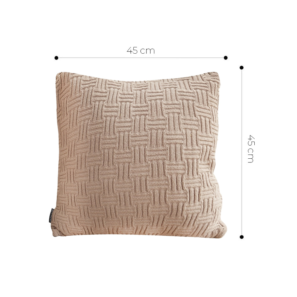 SOGA 45cm Woven Grid Knit Decorative Pillowcase - Taupe Beige
