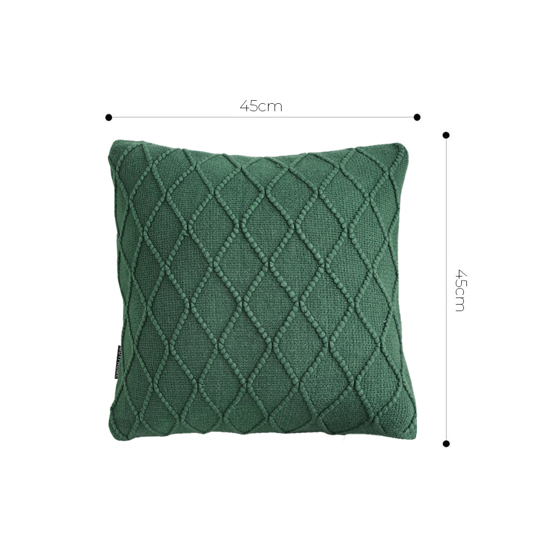 SOGA 2X 45cm Forest Green Diamond Knit Pillowcase