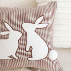 SOGA 2X 45cm Brown Gingham Bunny Pillowcase