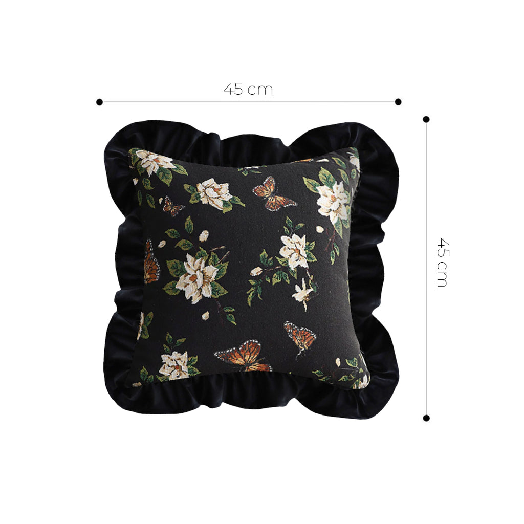 SOGA 2X 45cm Square Vintage Decorative Embroidered Black Throw Pillowcase