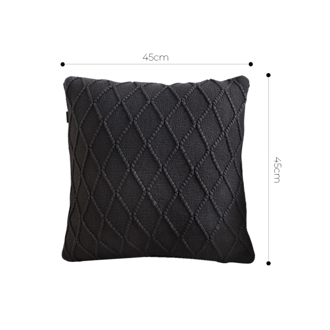 SOGA 2X 45cm Charcoal Grey Cable Knit Pillow Covers – Soft Decorative Cushion Cases for Sofa, Bed & Home Décor