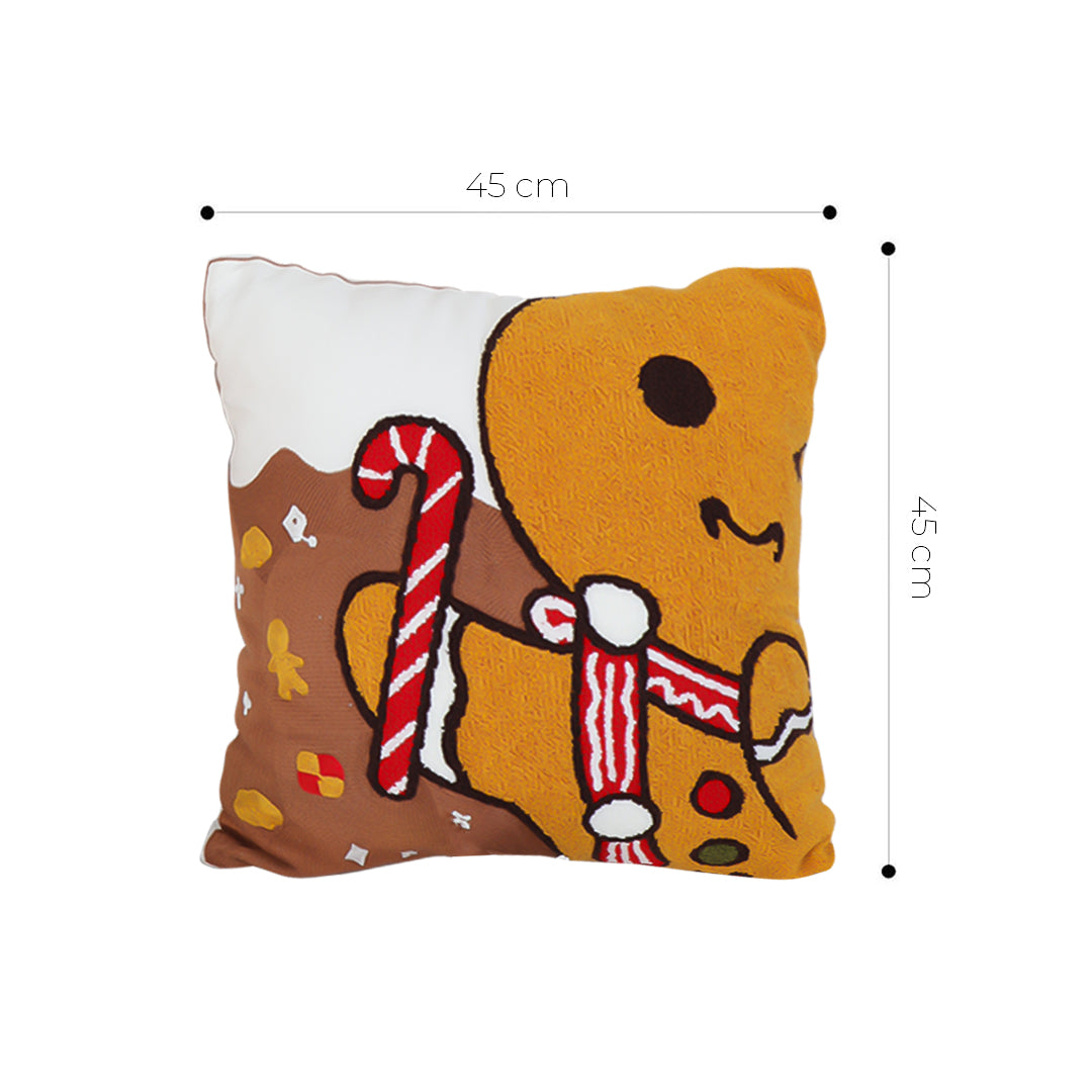 SOGA 45cm Whimsical Gingerbread Man Christmas Pillowcase