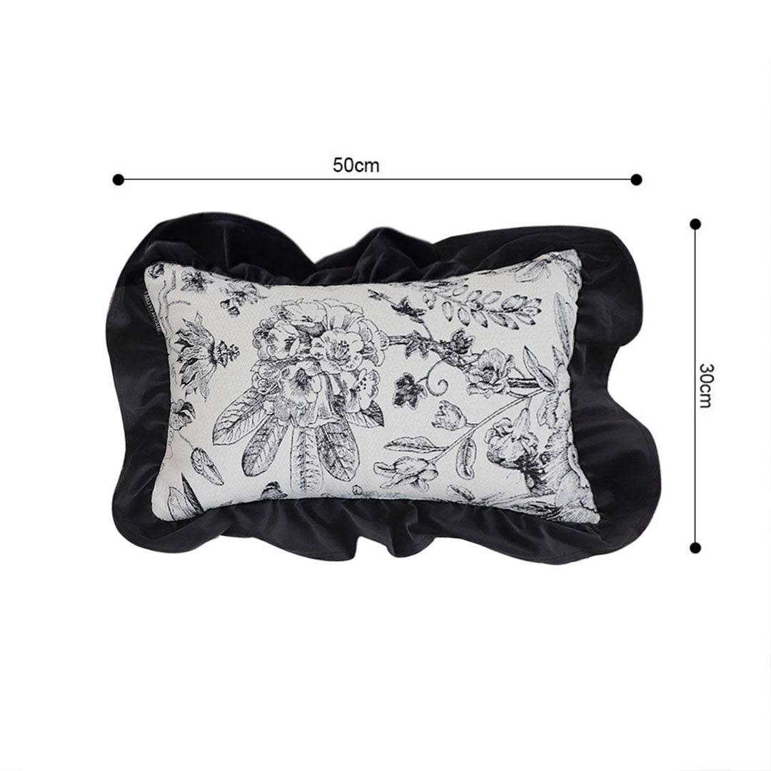 SOGA 30x50cm Chic Botanical Bliss Black & White Lumbar Pillowcase
