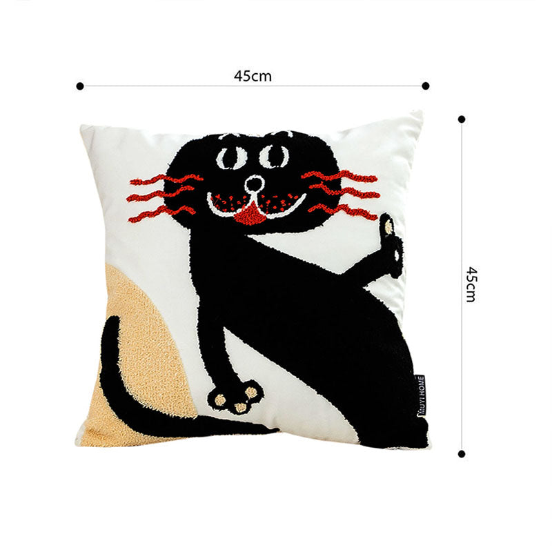 SOGA 45cm Playful Black Cat Silhouette Pillowcase