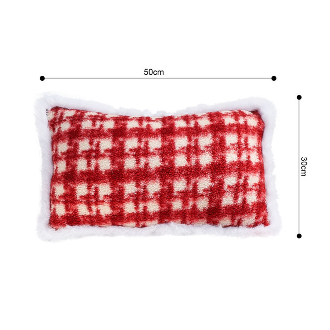 SOGA 2X 30x50cm Cozy Red Gingham Lumbar Pillow Cover