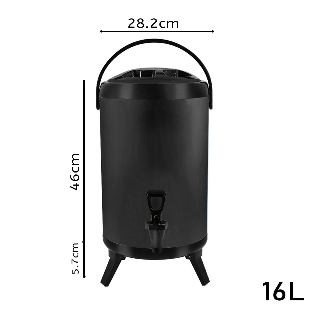 SOGA 2X 4.2 Gal Stainless Steel Insulated Milk Tea Barrel Hot and Cold Beverage Dispenser Container with Faucet Black