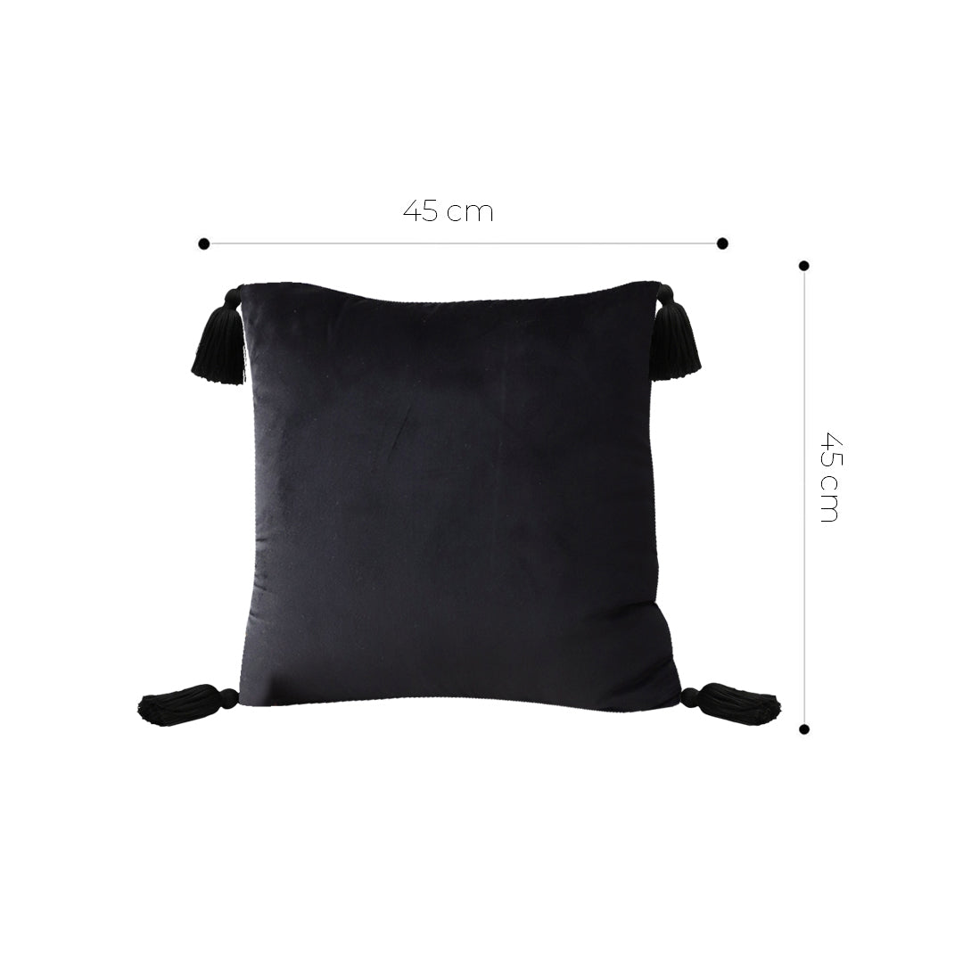 SOGA 45cm Black Velvet Butterfly Tassel Pillowcase – Vintage Accent